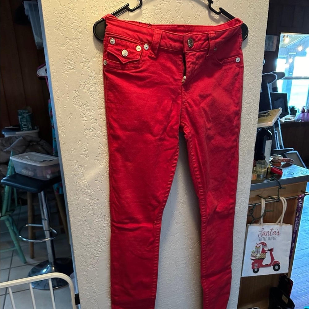 True Religion size 27 red skinny’s